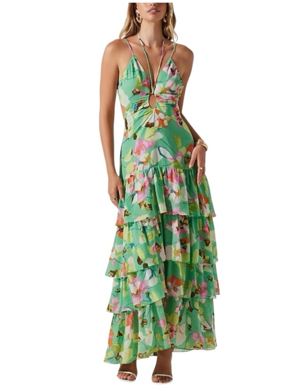 $148 Retail EUC ASTR Label Aneira Floral Tiered Maxi Dress. Size XS